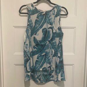 Adrienne Blue/Green and White Sleeveless Tank Top